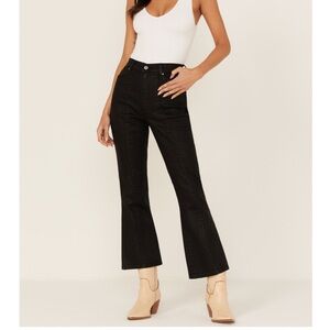 Wrangler X Fender Black Wrock High Rise Kick Flare Cropped Jeans Size 12